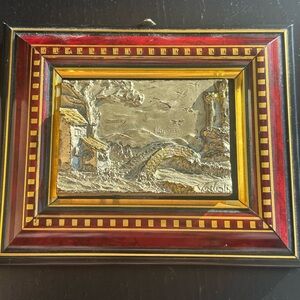 Italian Creazioni Artistiche 925 sterling silver plaque in a wooden frame.